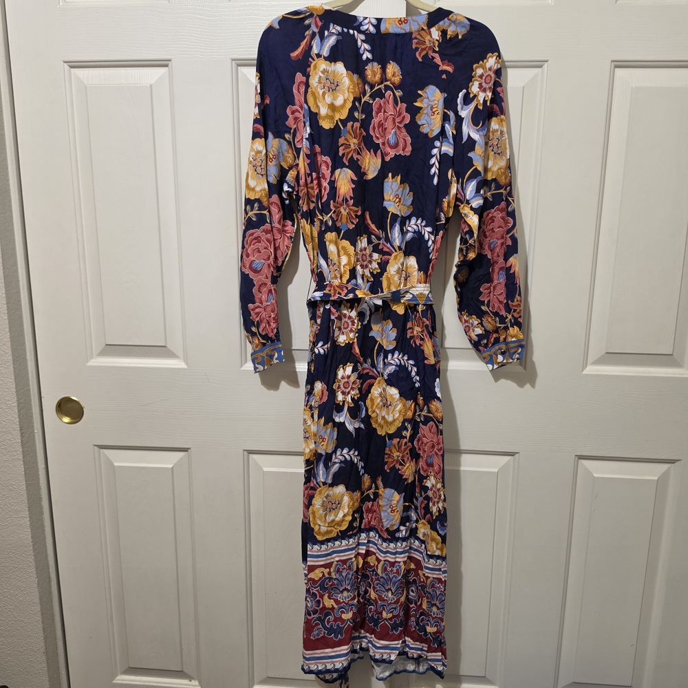 Soft Surroundings Navy Floral Border-Print Maxi Dress - Picture 6 of 6